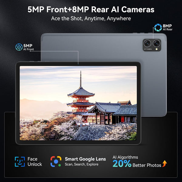 Tablet 10 Inch,Android 15 AI Tablets,24GB +256GB/2TB,FHD Gaming Tablet With Pen and Keyboard Kits,5G WiFi,Octa-Core,8MP AI Camera,Widevine L1+Stereo Speaker,GPS,Fast Charge,2-Year Warranty