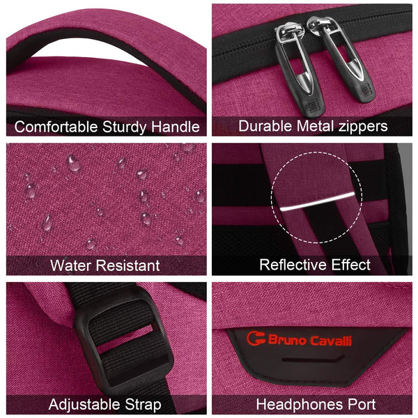 KASIBON Laptop Backpack with USB Charging&Headphone Port,Anti-Theft Business Laptop Backpack with Breathable Padded Shoulder Strap, Water Resistant Computer Rucksack