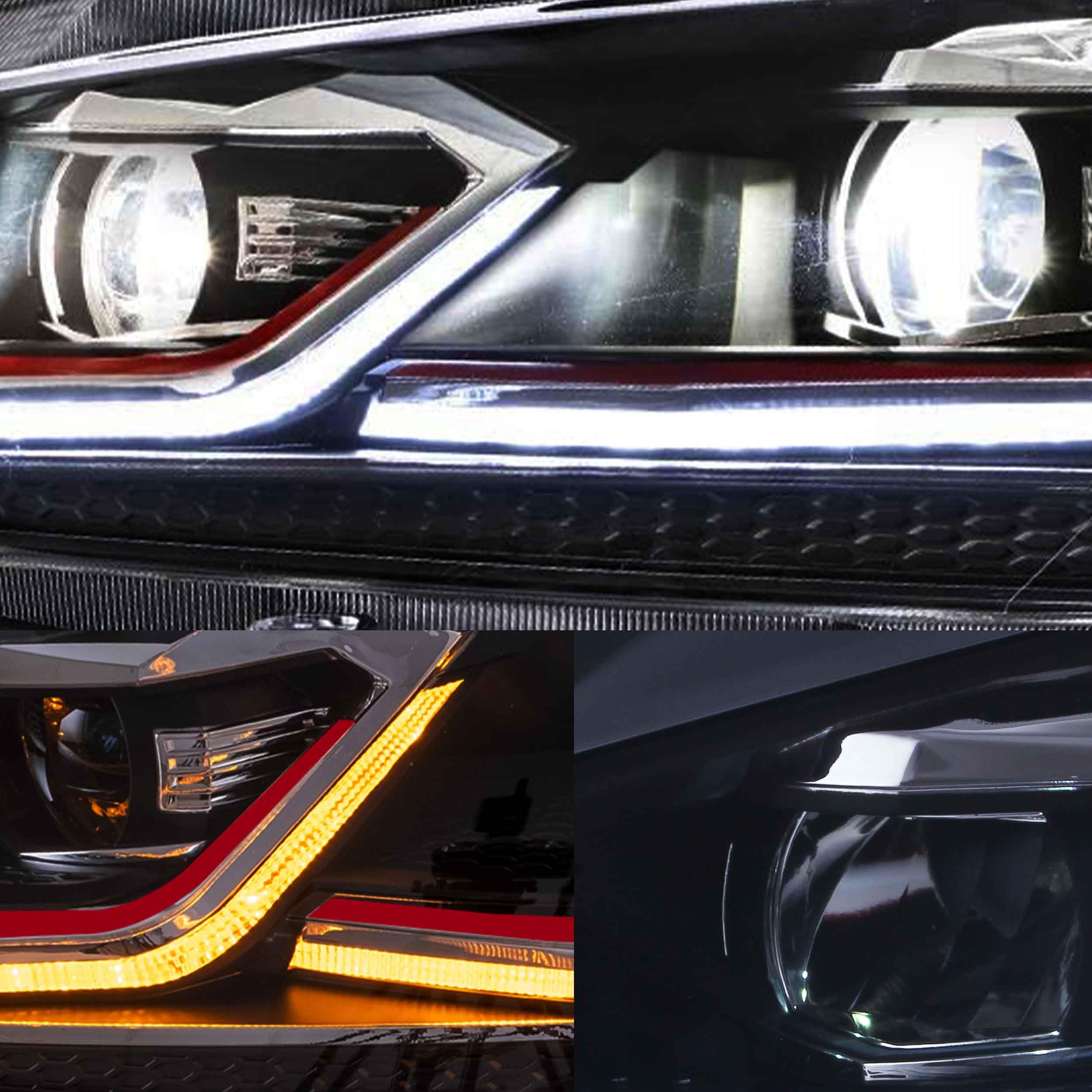 VLAND Headlights Compatible with Golf 7 MK7 TDI TSI 2013-2017, Front Lights with Sequential Indicator, Red Line Headlamps