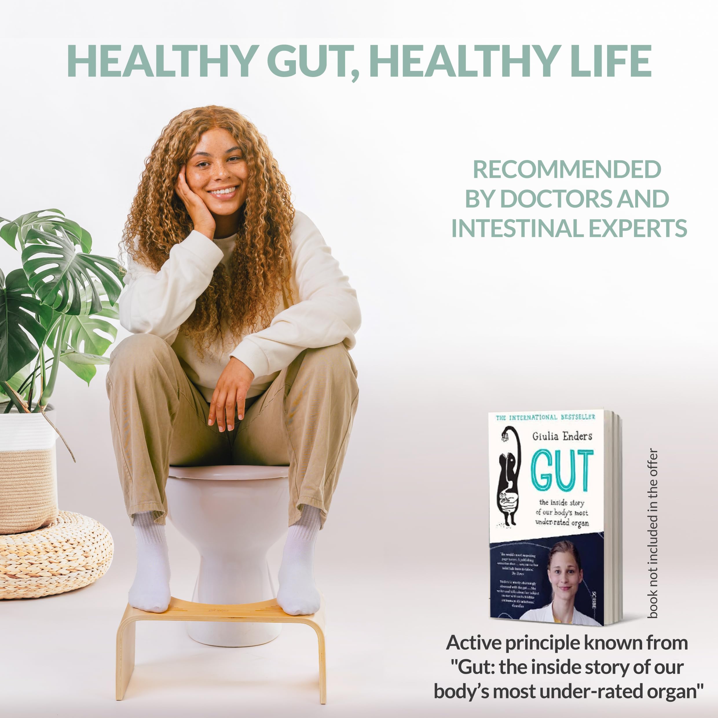 Hey Nature HOCA Wooden Toilet Stool, Medically Tested Poop Stool for Adults, Made of FSC Wood, Bathroom Stool Against Haemorrhoids, Constipation, IBS