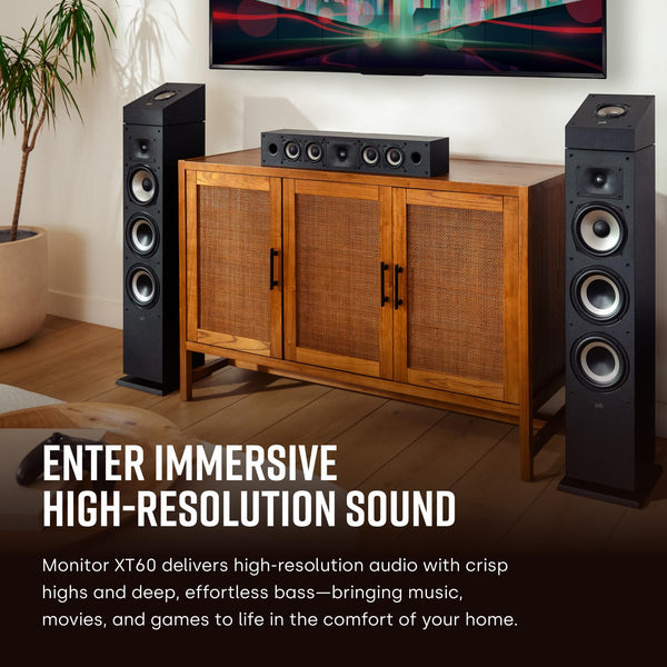 Polk Audio Polk Monitor MXT60 Compact Tower Speaker, HiFi and Home Cinema Speaker, Hi-Res Certified, Dolby Atmos and DTS:X Compatible (1 piece)