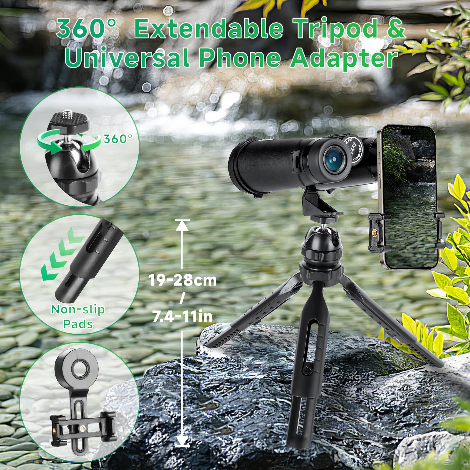 Ecokra 12x42 HD Binoculars for Adults, Super Bright High Power Compact Binoculars with Large View, Clear Low Light Night Vision, BAK4, FMC Prisms for Bird Watching Hunting Stargazing