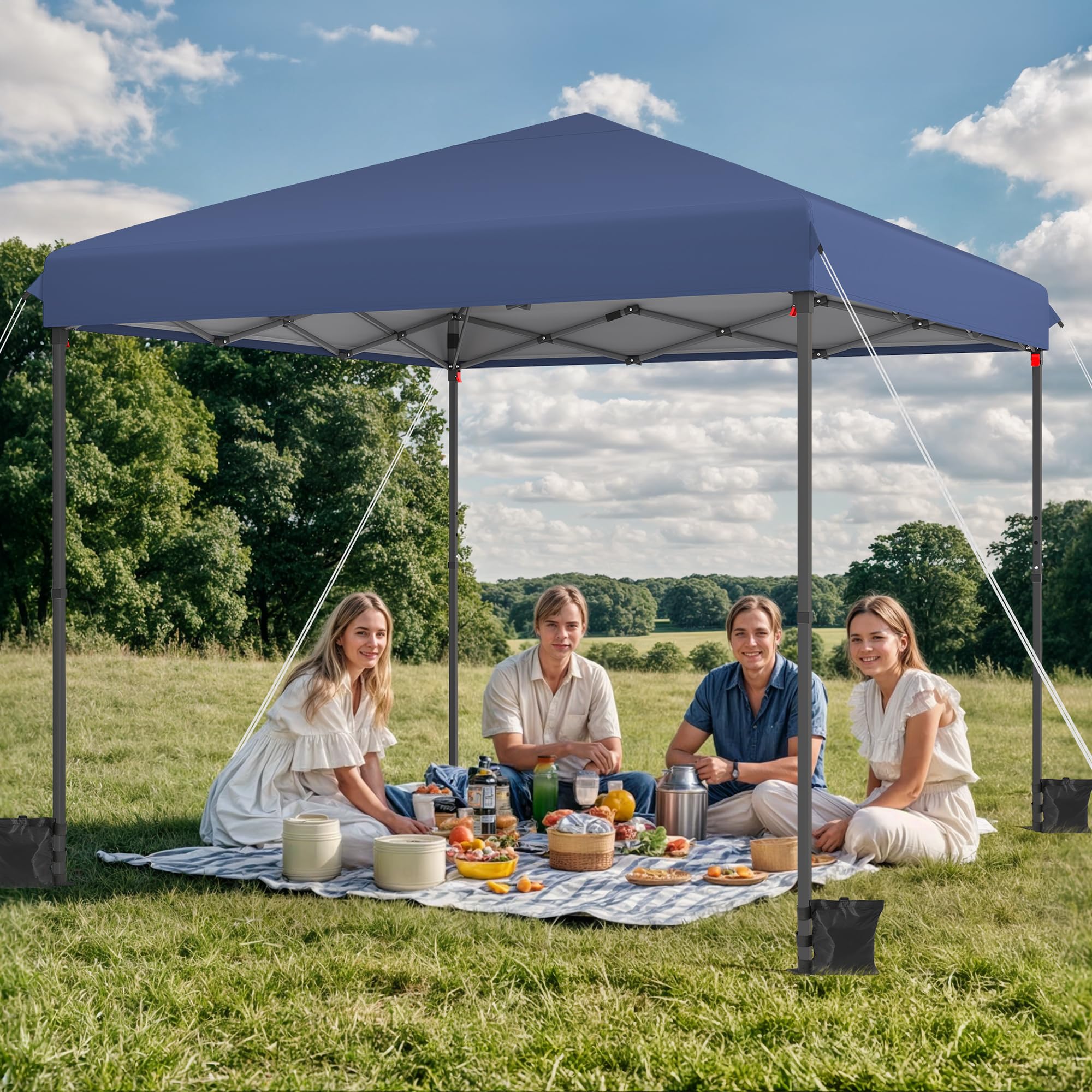 YITAHOME 3x3M Outdoor Pop Up Gazebo with Sides and Windows, Waterproof Folding Garden Canopy All Seasons Camping Gazebo Anti-UV with Adjustable Height Stakes Rope Carry & Weight Bags for Party Event