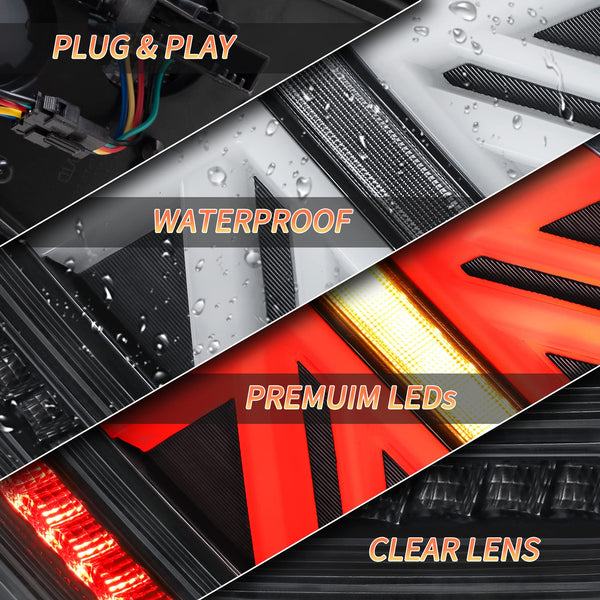 VLAND LED Rear Lights Compatible with Mini Cooper R56 R57 R58 R59 2007-2013, w/Startup Dynamic Display & Sequential Turn Indicator, 1 Set (Red)