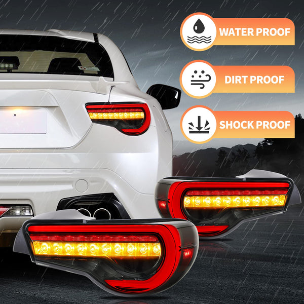 VLAND Rear Lights for GT86 FT86 2012-2020 BRZ 2013-2020 Tail Lights Assembly with Sequential Turn Signal (smoked a)
