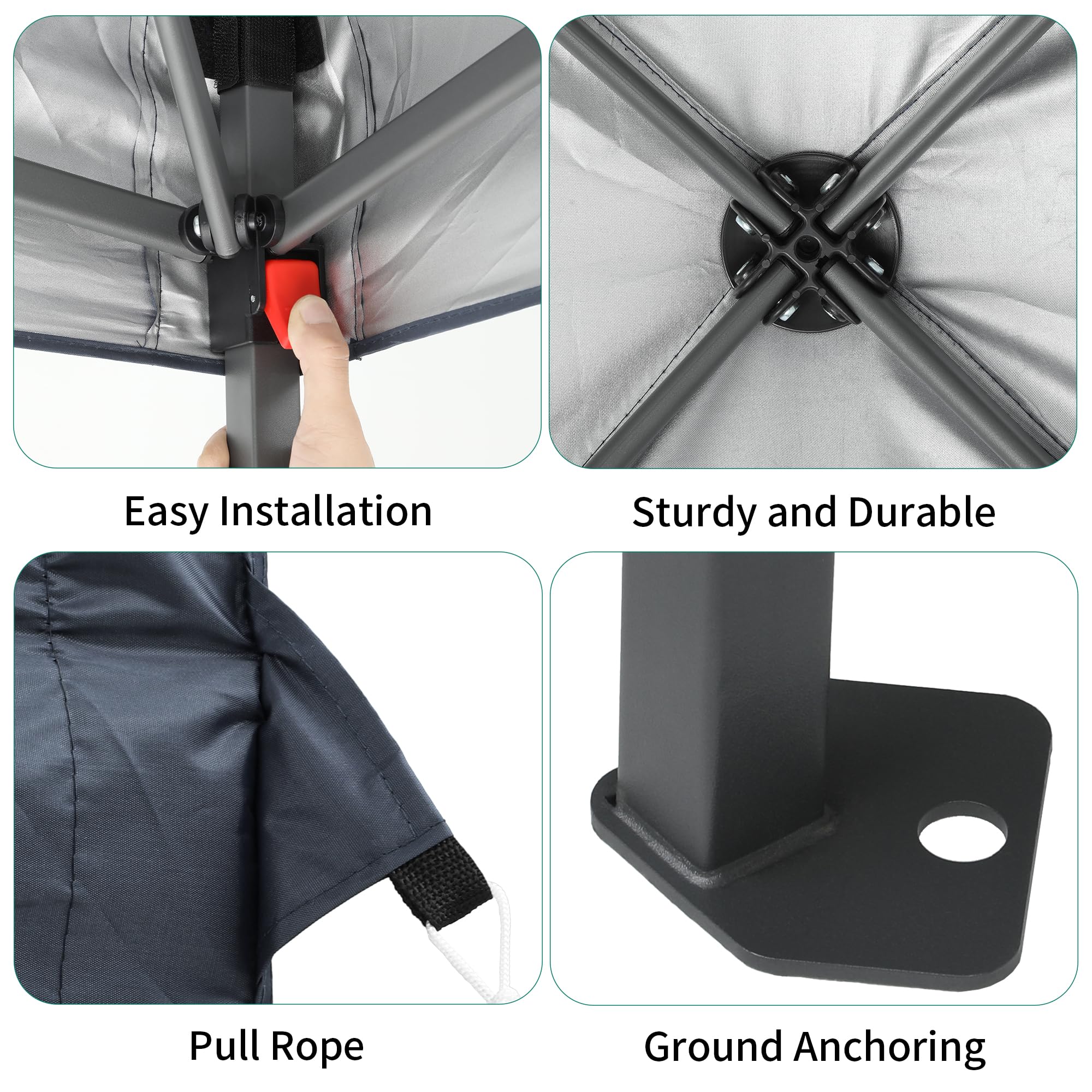 YITAHOME 3x3M Outdoor Pop Up Gazebo with Sides and Windows, Waterproof Folding Garden Canopy All Seasons Camping Gazebo Anti-UV with Adjustable Height Stakes Rope Carry & Weight Bags for Party Event