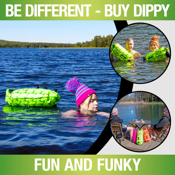 DIPPY Tow Floats for Open Water Swimming | 28L Swim Buoy Open Water Swimming Float | Waterproof Swimming Buoy | Tow Float Dry Bag | Wild Swimming Float | Wild Swimming Accessories Triathlete, Swimmer