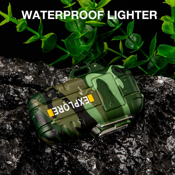 Electric Lighter Rechargeable USB, Electronic Plasma Arc Lighter Windproof and Waterproof for Hiking, Camping, Outdoor, Survival, Tactical, EDC Gear, Gifts for Him Men (Black)