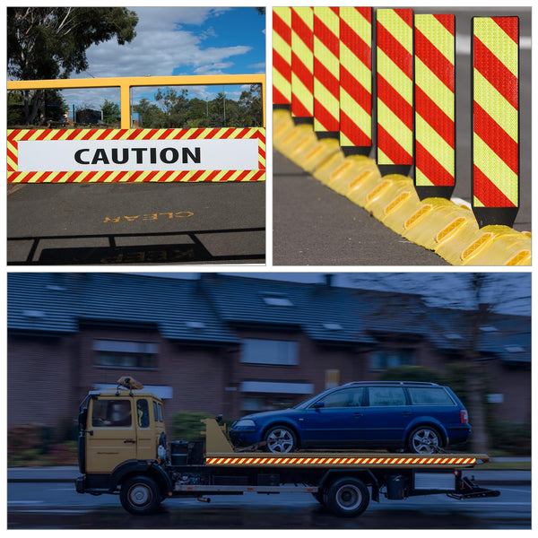 XFXIA Reflective Tape - Yellow & Black, 10cm x 20m, Waterproof, Self-Adhesive Warning Tape for Vehicles, Cars, Trailers, Outdoors