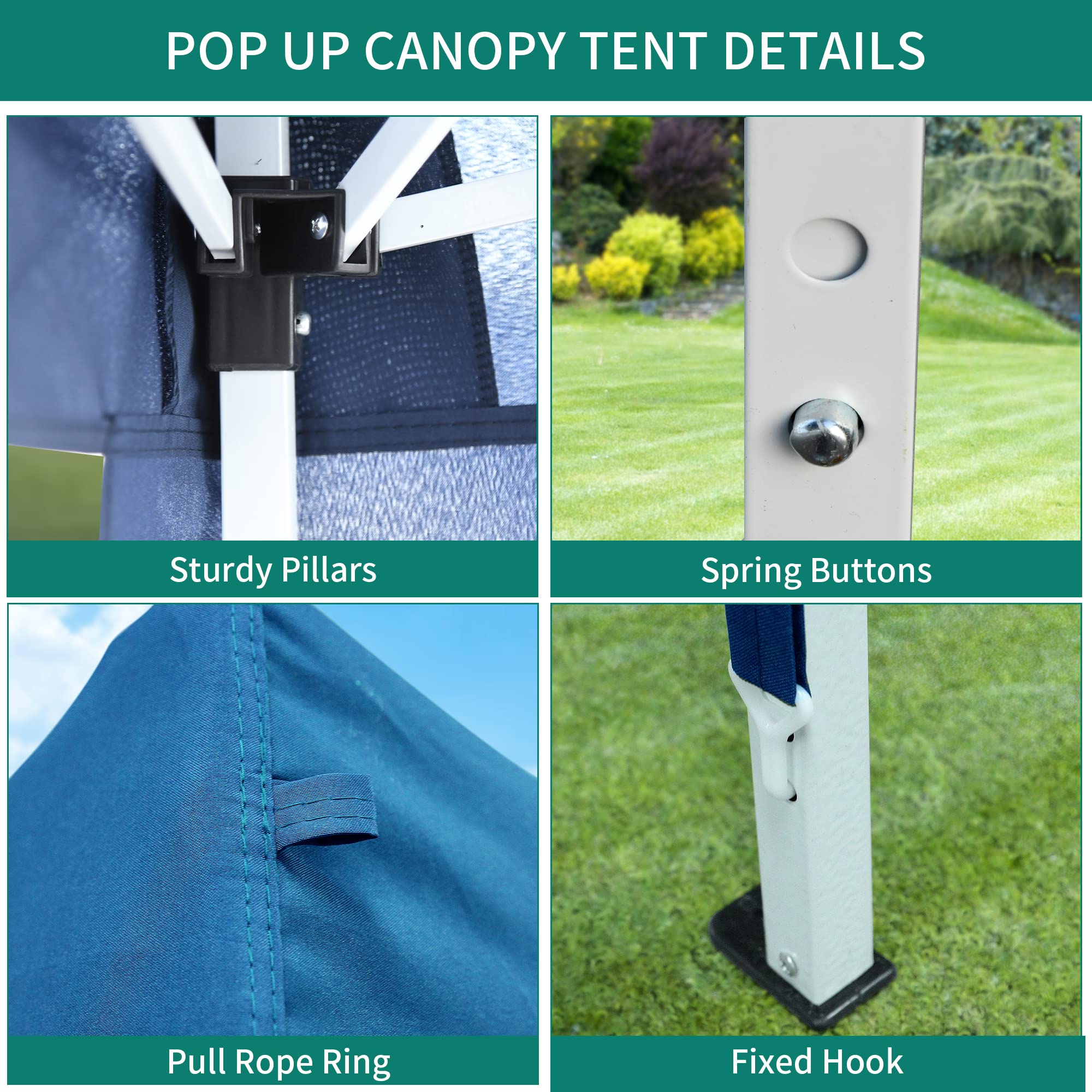 YITAHOME 3x3Meter Instant Heavy Duty Pop Up Gazebo, Folding Garden Camping Party Tent Canopy Marquee with Roller Bag