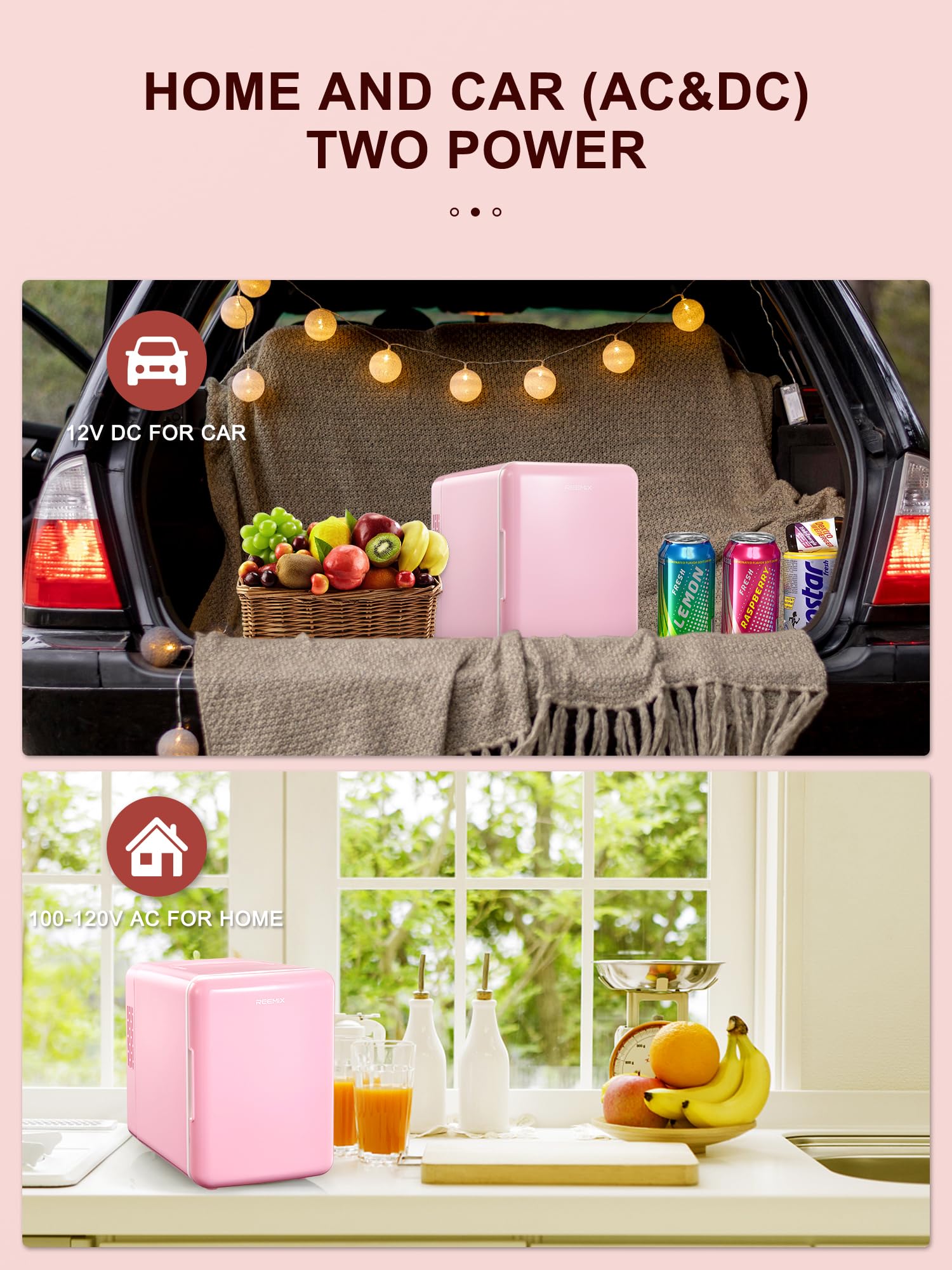 Mini Fridge 4 Litre, 6 Can Portable AC+DC Power Cooler & Warmer, Portable Small Fridge for Bedrooms, Cars, Offices; Skincare, Makeup, Cosmetics, Food (Pearlescent White, 4L)