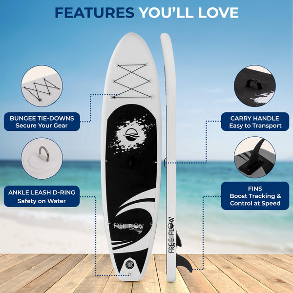 SereneLife Inflatable Stand Up Paddle Board, SUP Board- Paddleboards for Adults & Youth, Surfing Board Kit, 0.63cm Thick Standup Paddleboarding, Non-Slip Deck, Wide Stance, Surf Control w/Backpack