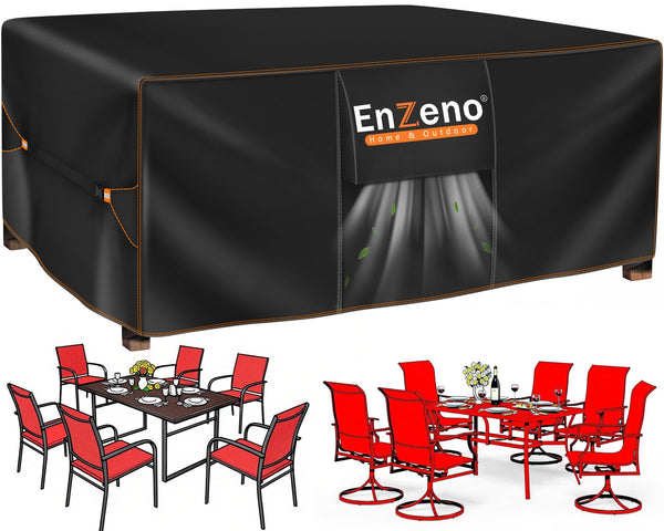 Enzeno Outdoor Garden Furniture Set Covers Waterproof,242x182x100cm Tear Resistant Oxford Fabric Furniture Covers for Outside,Large Patio Set Cover, Garden Table Cover,Windproof, Anti-UV,Rectangular