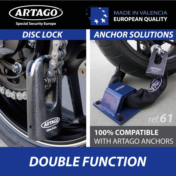 Artago 69T150 Maximum Anti-Theft Chain Lock Double Function Sold Secure Gold and SRA Approved, ø15 150cm, Neutral, 150 cm