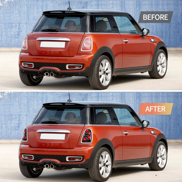 VLAND LED Rear Lights Compatible with Mini Cooper R56 R57 R58 R59 2007-2013, w/Startup Dynamic Display & Sequential Turn Indicator, 1 Set (Red)