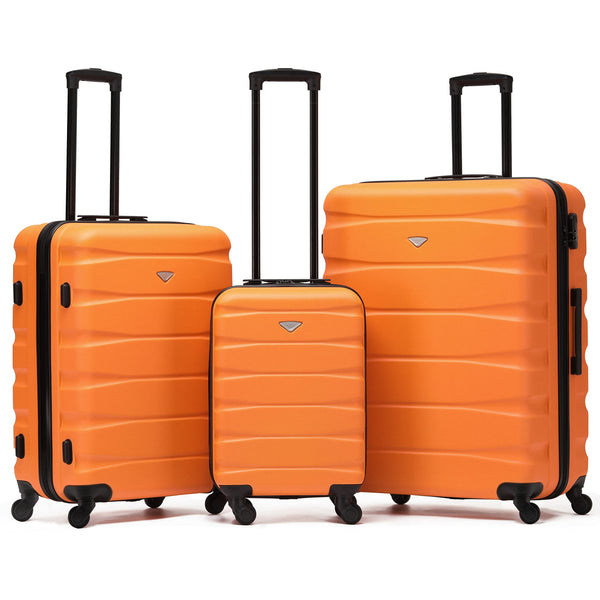 Flight Knight Set of 3 Lightweight 4 Wheel ABS Hard Case Suitcases Cabin & Hold Luggage Options Approved for Over 100 Airlines Including easyJet, British Airways, Ryanair, Jet2 & Many More