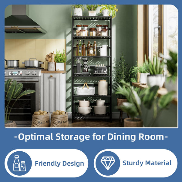 HITNET Bamboo Bookshelf, 6-Tier Tall Open Bookcase with Adjustable Shelves, Floor Standing Storage Shelf Unit for Living Room Bathroom Home Office,