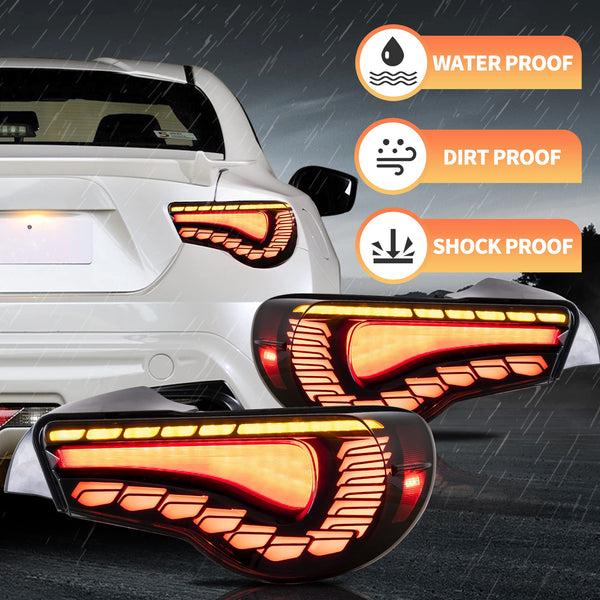 VLAND Rear Lights for GT86 FT86 2012-2020 BRZ 2013-2020 Tail Lights Assembly with Sequential Turn Signal (smoked a)