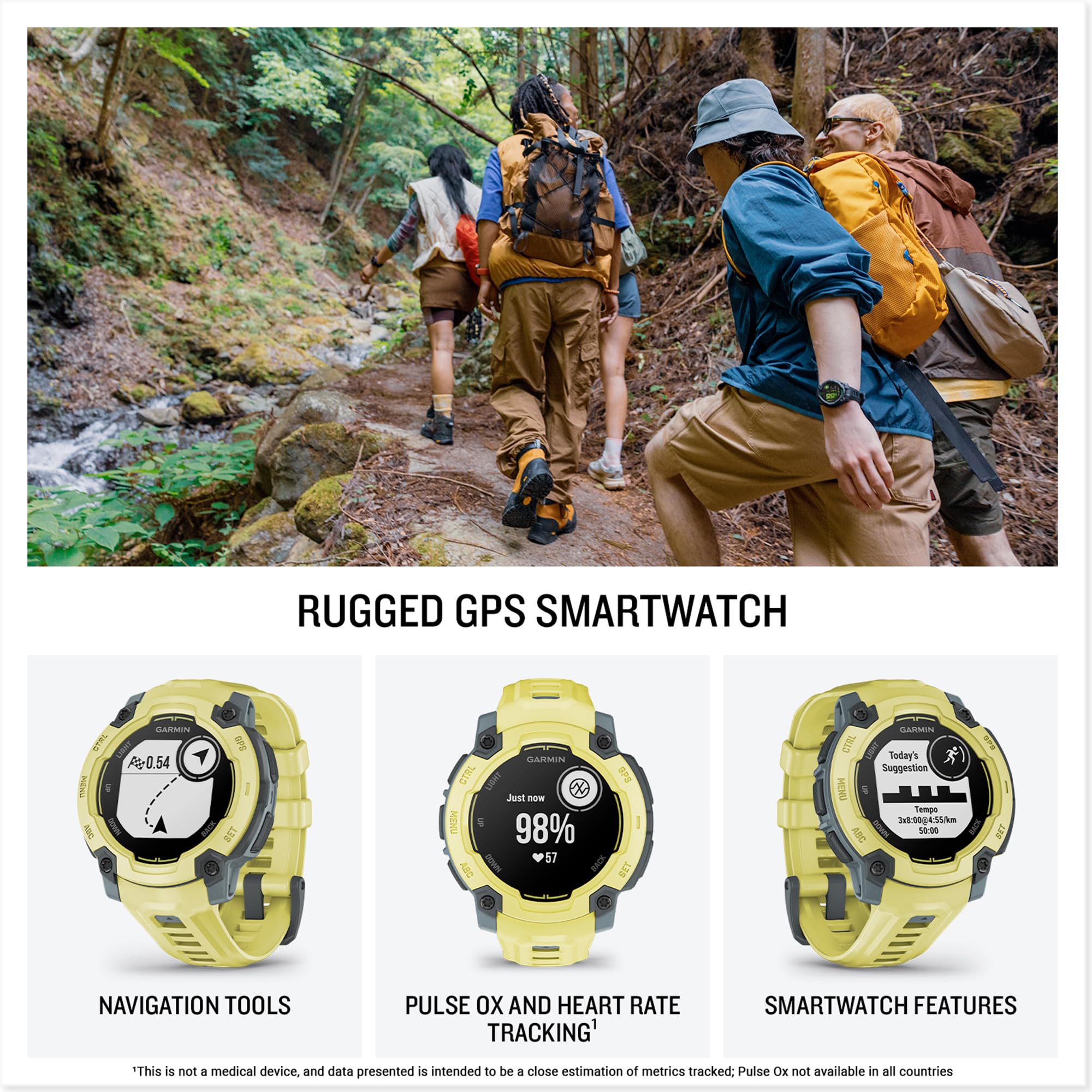 Garmin Instinct E GPS 45mm Smartwatch, Rugged watch with essential smart features, Built-in Sports Apps, Supertough Design Features, up to 16 days Battery Life, Electric Lime