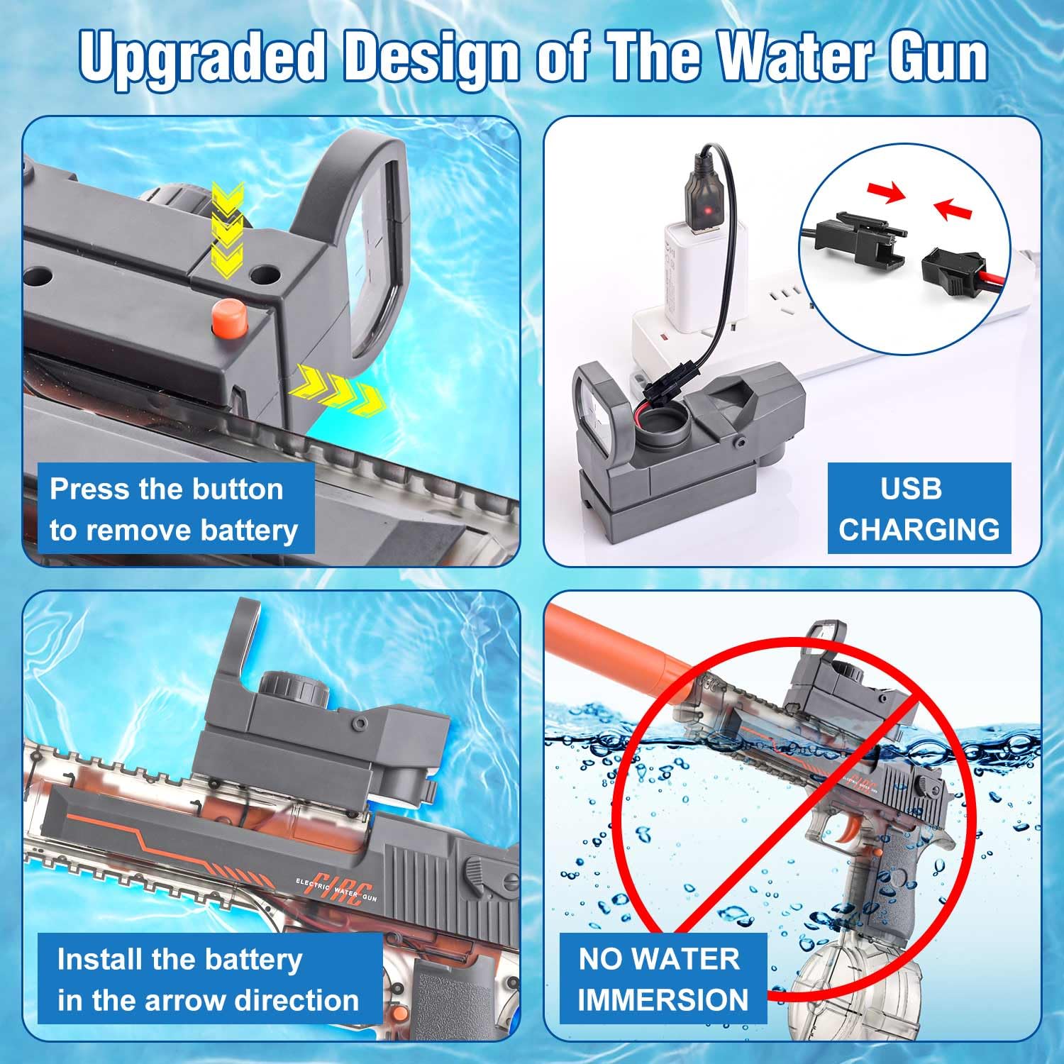 Electric Water Gun, Ultra-Long Range One-Touch Automatic Water Gun, Large Capacity Ultra-Long Standby, Suitable For Children Adults Summer Pool Party Beach Outdoor Use.
