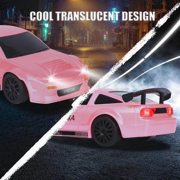 iBlivers Mini RC Drift Car with Full Proportional Throttle, 1:24 Remote Control Car 4WD Drift GT-RX7 RC Cars Vehicle High-Speed Racing RC Drifting Car Gifts Toy for Boys Kids (Pink)