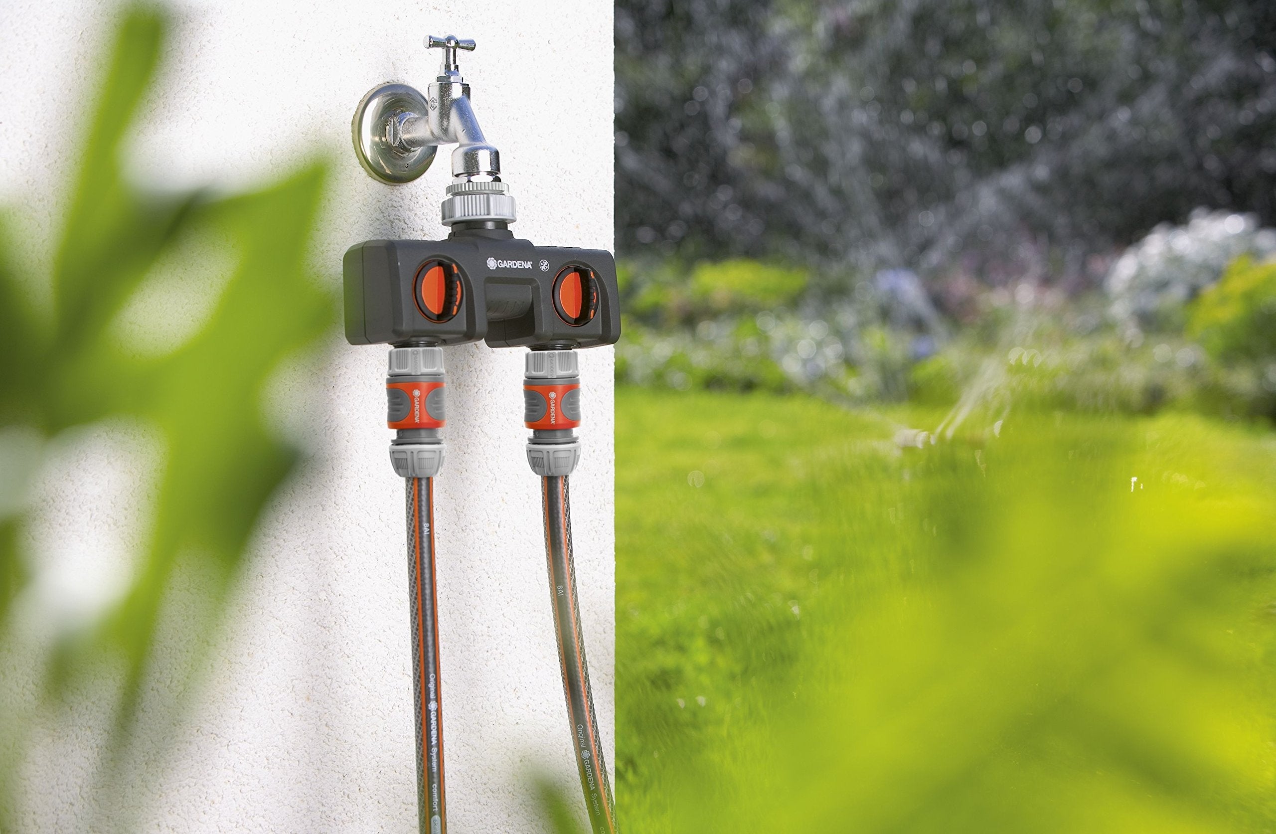 Gardena (38193 Two-Way Garden Hose Splitter with Flow Control Valves and Quick Connect Fittings. Connect 2 waterHoses to 1 Tap with Easy Connector