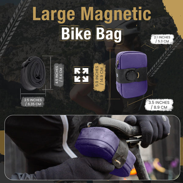 Lumiere & Co. Falcon Magnetic Bike Saddle Bag – 0.69L | 6" x 3.5" x 2" | Sleek Minimalist Brick Design, Fast Magnetic Buckle Attachment | Road Cycling–Specific Bike Seat Bag (Black, Large)