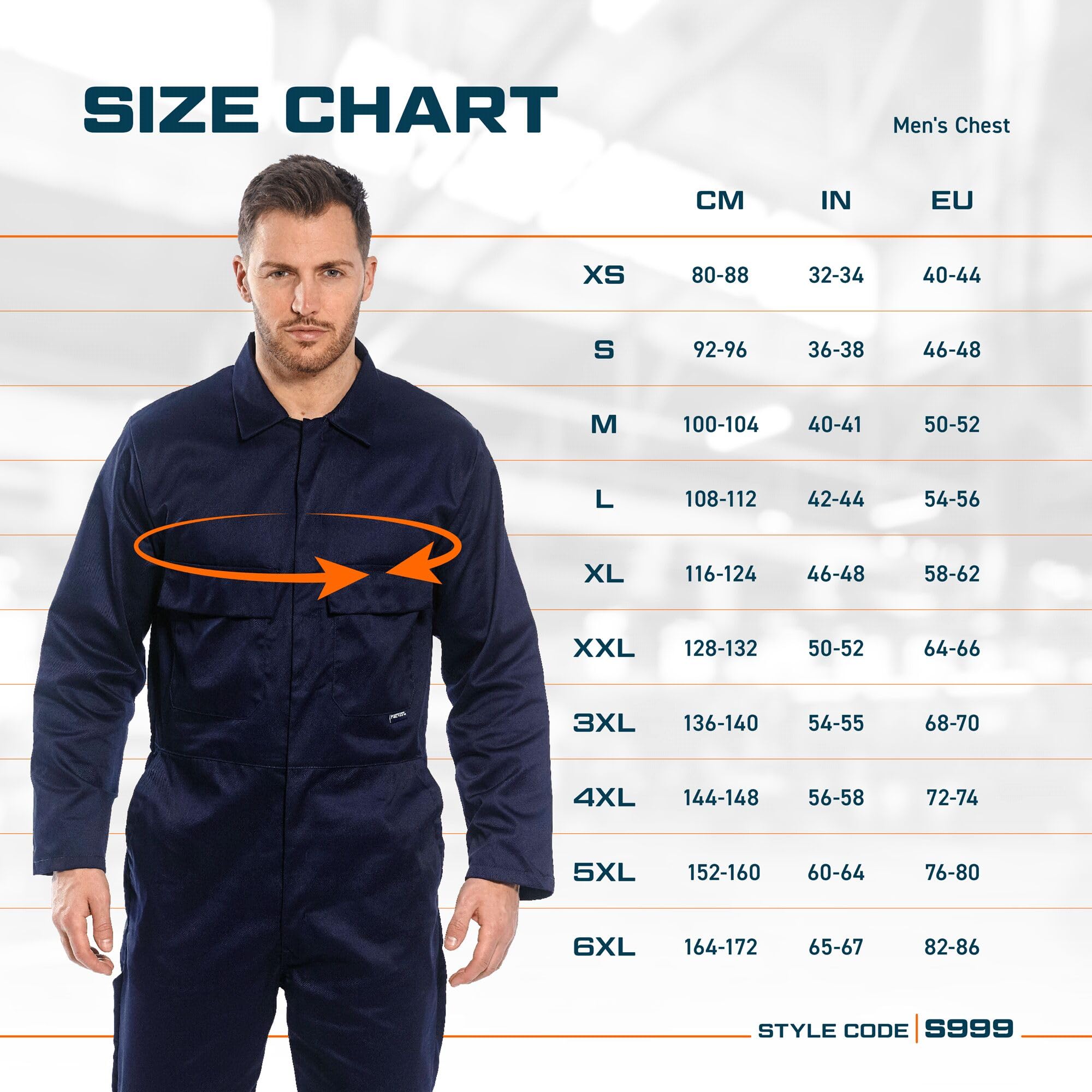Portwest S999 Men's Work Coveralls - Protective Polycotton Work Overalls Durable Workwear Boiler Suit for Mechanics Warehouse Garages DIY Navy, X-Large