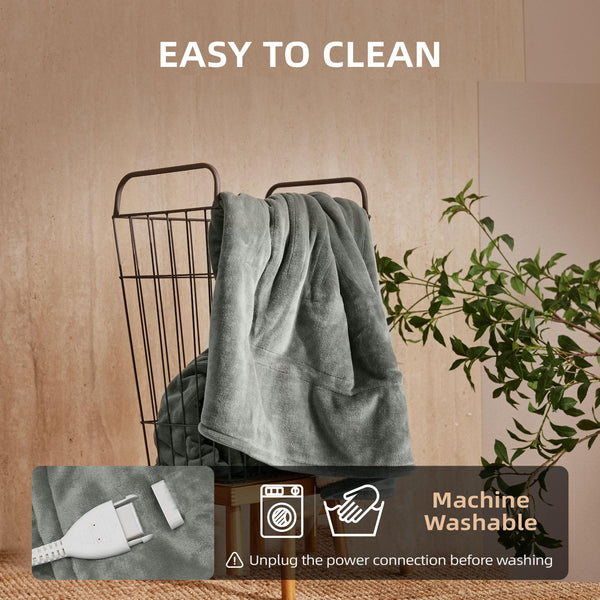 JET'S HOME Electric Blanket 130x160cm - Heated Blanket 6 Heat Settings Digital Controller Adjustable Timer up to 10 Hours - Heated Throw Machine