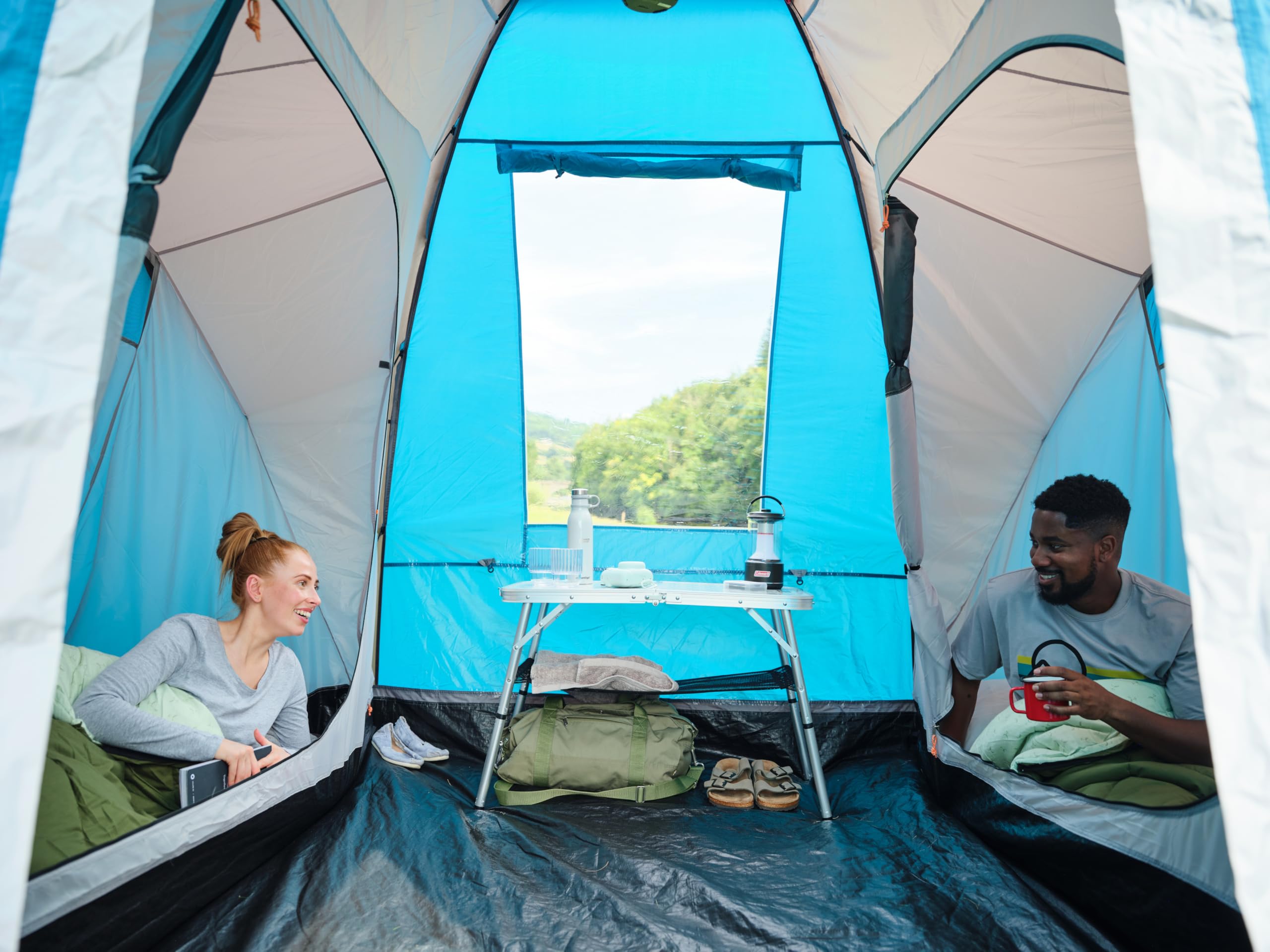 Coleman Spruce Falls 4 Tent | 4 Man Vis-a-Vis Family Tent with 2 opposite XXL size Bedrooms and Living area | 4 Person Camping Tent | 3000mm Waterproof | Sewn-in Groundsheet