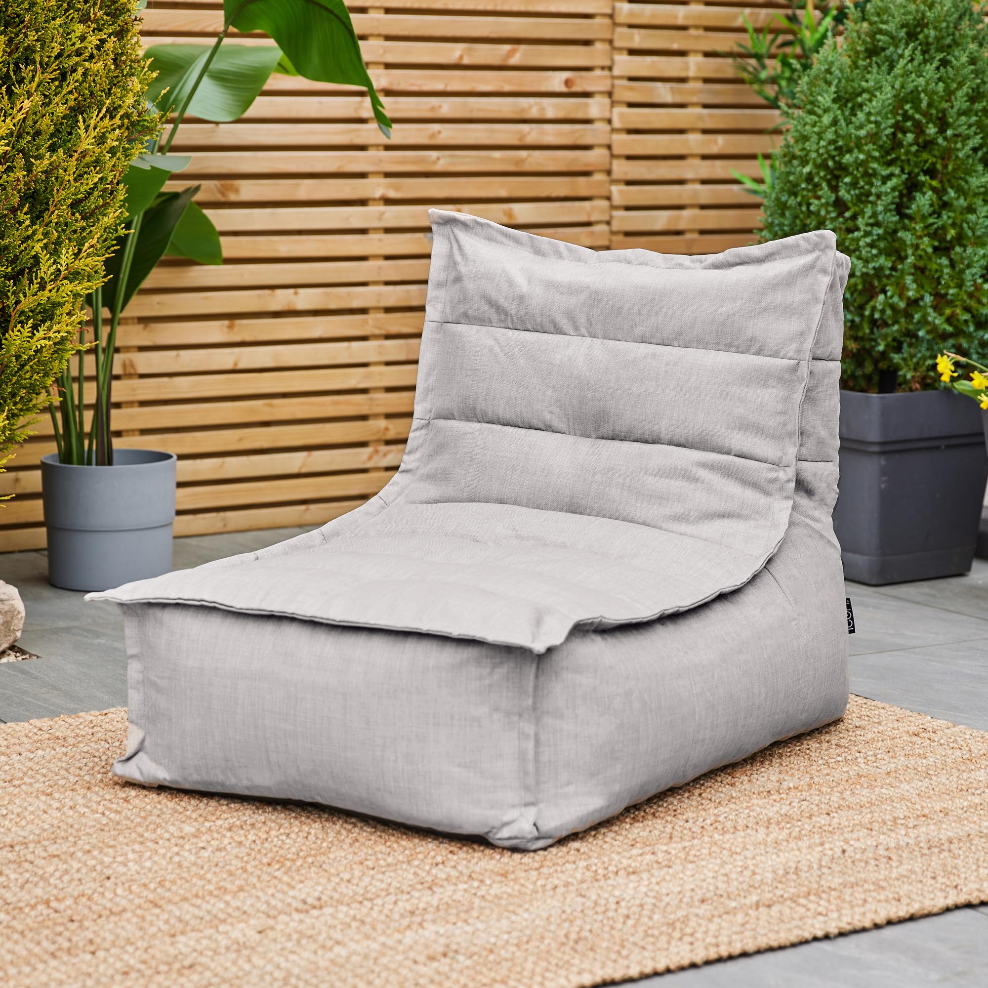 icon Dolce Lounge Bean Bag Chair and Footstool, Grey, Indoor Outdoor Beanbag, Large Adult Bean Bag with Filling Included, Floor Chair, Garden, Living Room Furniture, Bedroom Furniture