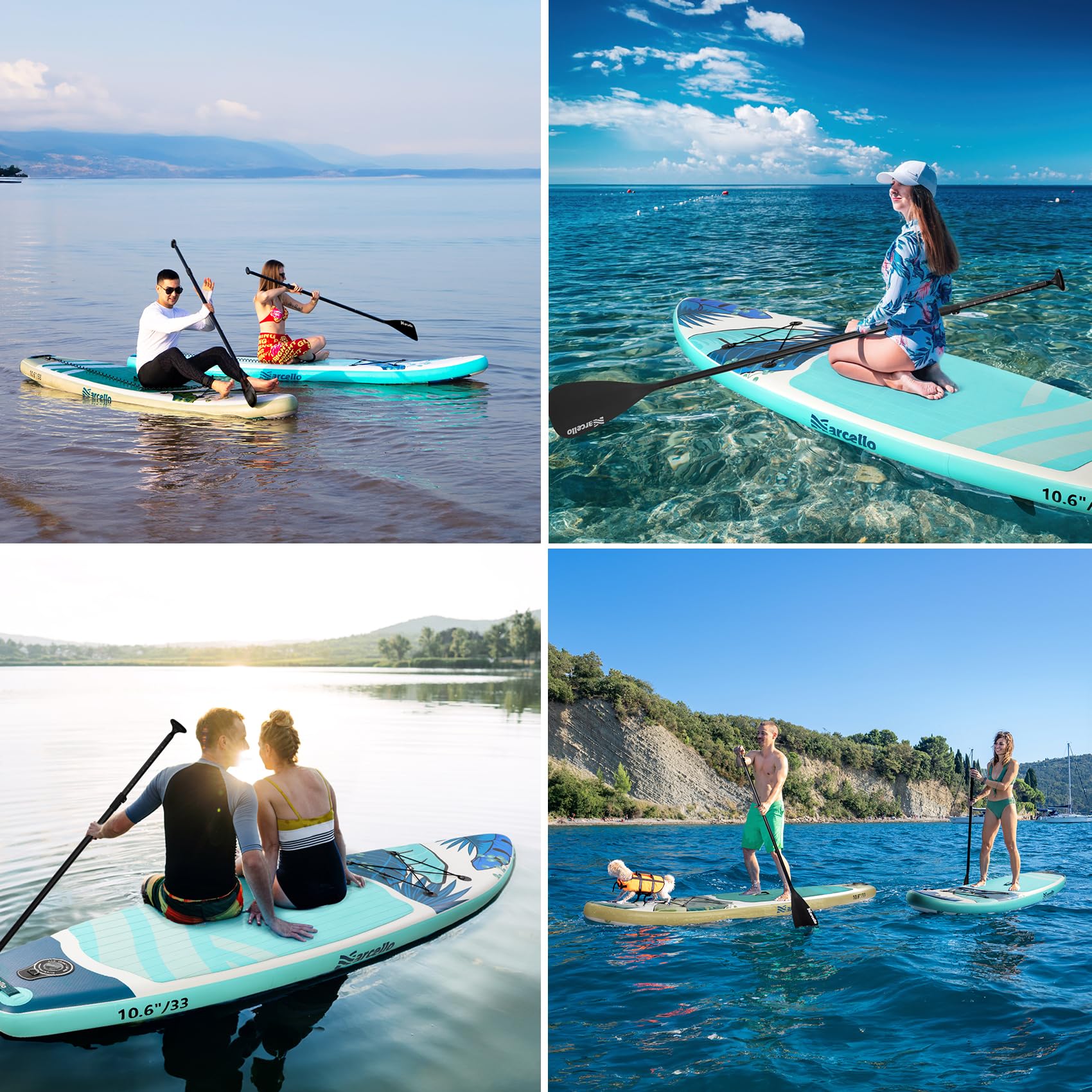 Paddle Board, Inflatable Stand Up Paddle Board, 10‘6/11' ×33"×6" Ultra-light SUP Board with Hand Pump, Leash, Repair Kit, Waterproof Phone Case and Waterproof Bag, Paddle Board for Adults