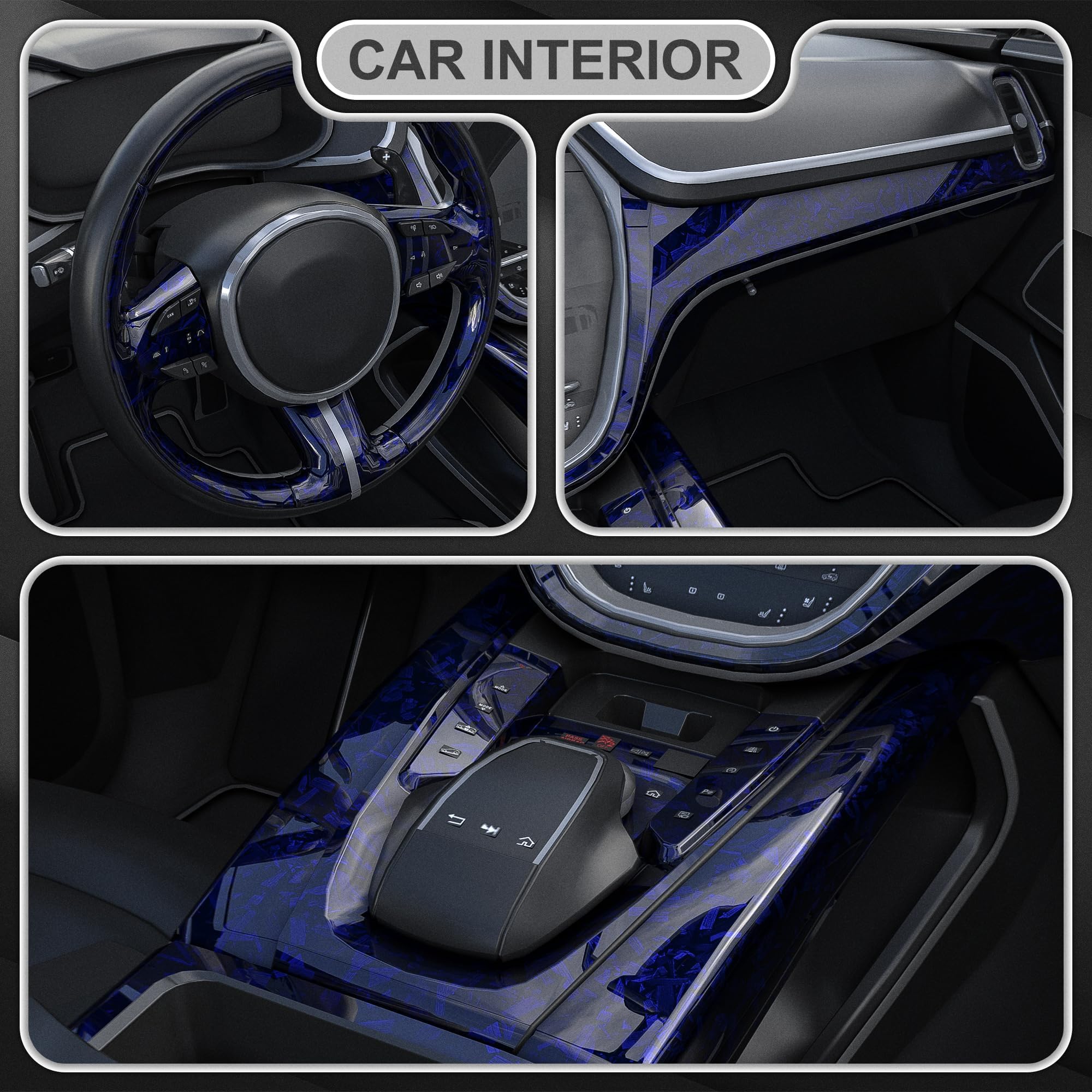 Purple Forged Carbon Fiber Vinyl Wrap, Foneso Self Adhesive Film, High Glossy Car Wrap Roll, Auto Interior Stickers Sheets Films Wraps Without Bubble for DIY Use 1ft x 5ft