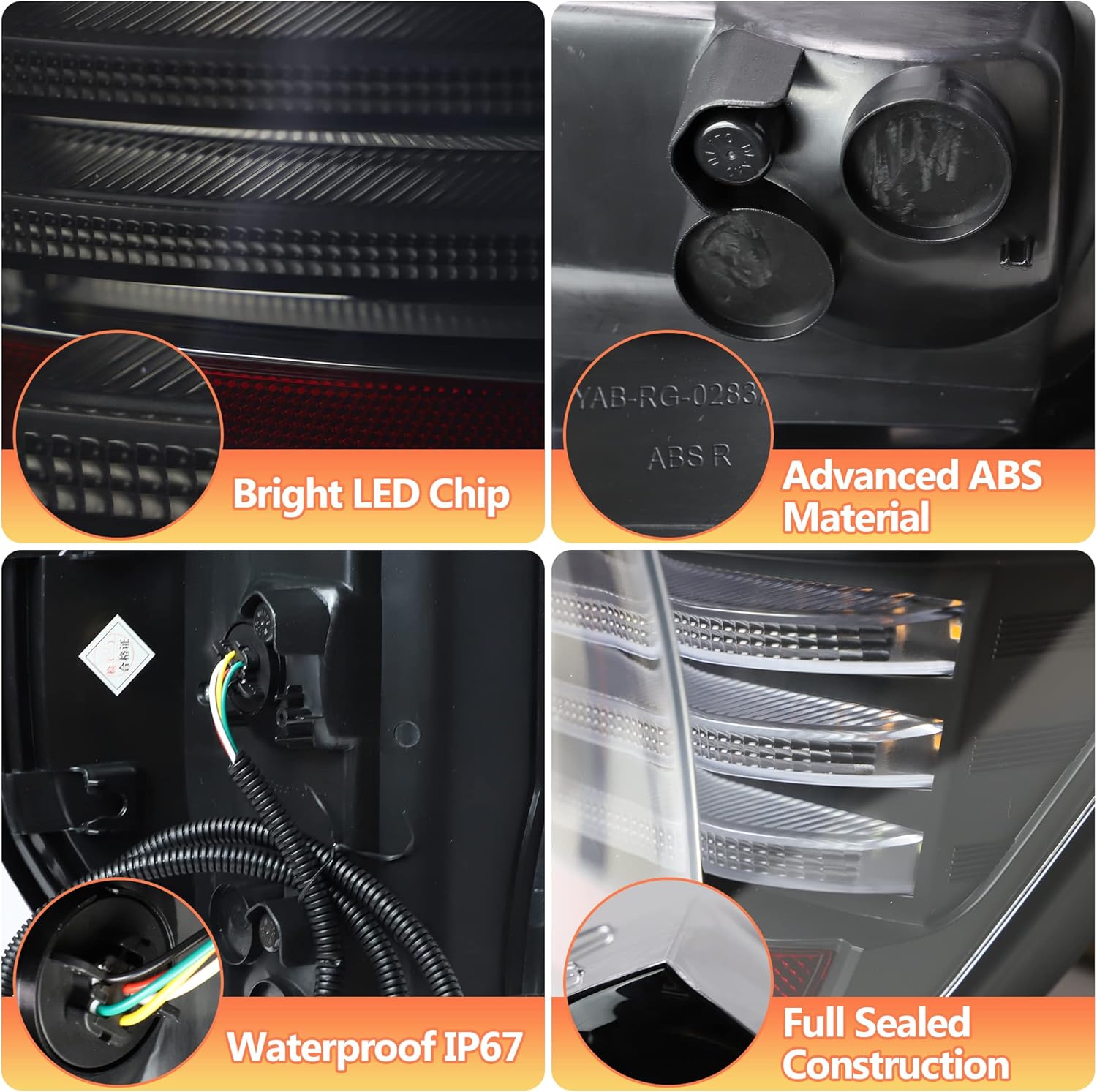 VLAND LED Tail Lights for Ranger T6 T7 T8 XL XLT Wildtrak 2012-2018 Rear Lights Lamp Assembly with Sequential Indicator (12-18 Somked)