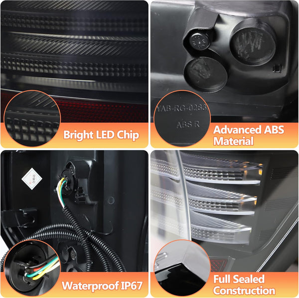 VLAND LED Tail Lights for Ranger T6 T7 T8 XL XLT Wildtrak 2012-2018 Rear Lights Lamp Assembly with Sequential Indicator (12-18 Somked)