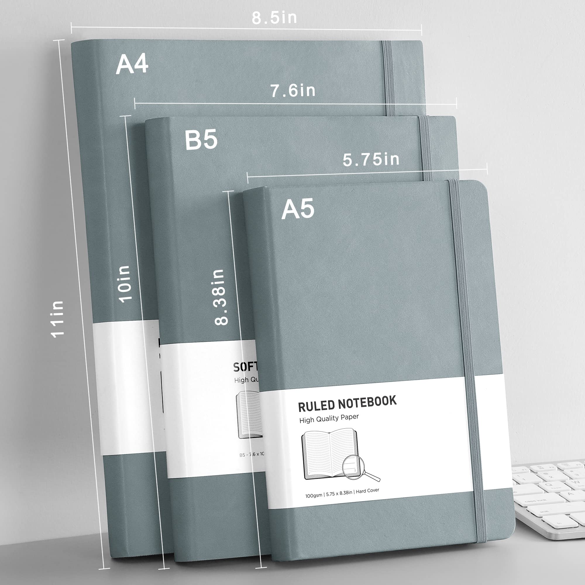 RETTACY Lined Journal Notebook - A5 Note Book Hardcover Thick Notepad 320 Numbered Pages for Writing,100gsm Lined Paper, Leather Hardcover, for Women Men Work Office School,14.5 x 21cm - Black