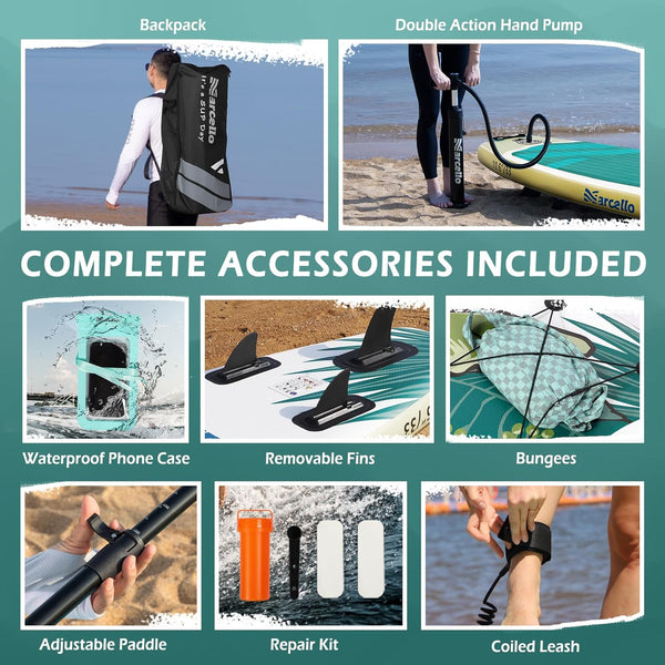 Inflatable Stand UP Paddle Board, 10’6 x 33” x 6” Paddle Board with Backpack, Pump, non slip Mat, Phone Case Ultra-Light Paddle Boards for Adults