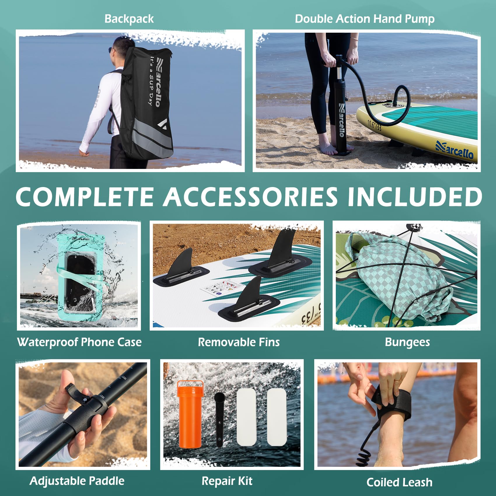 Inflatable Stand UP Paddle Board, 10’6 x 33” x 6” Paddle Board with Backpack, Pump, non slip Mat, Phone Case Ultra-Light Paddle Boards for Adults