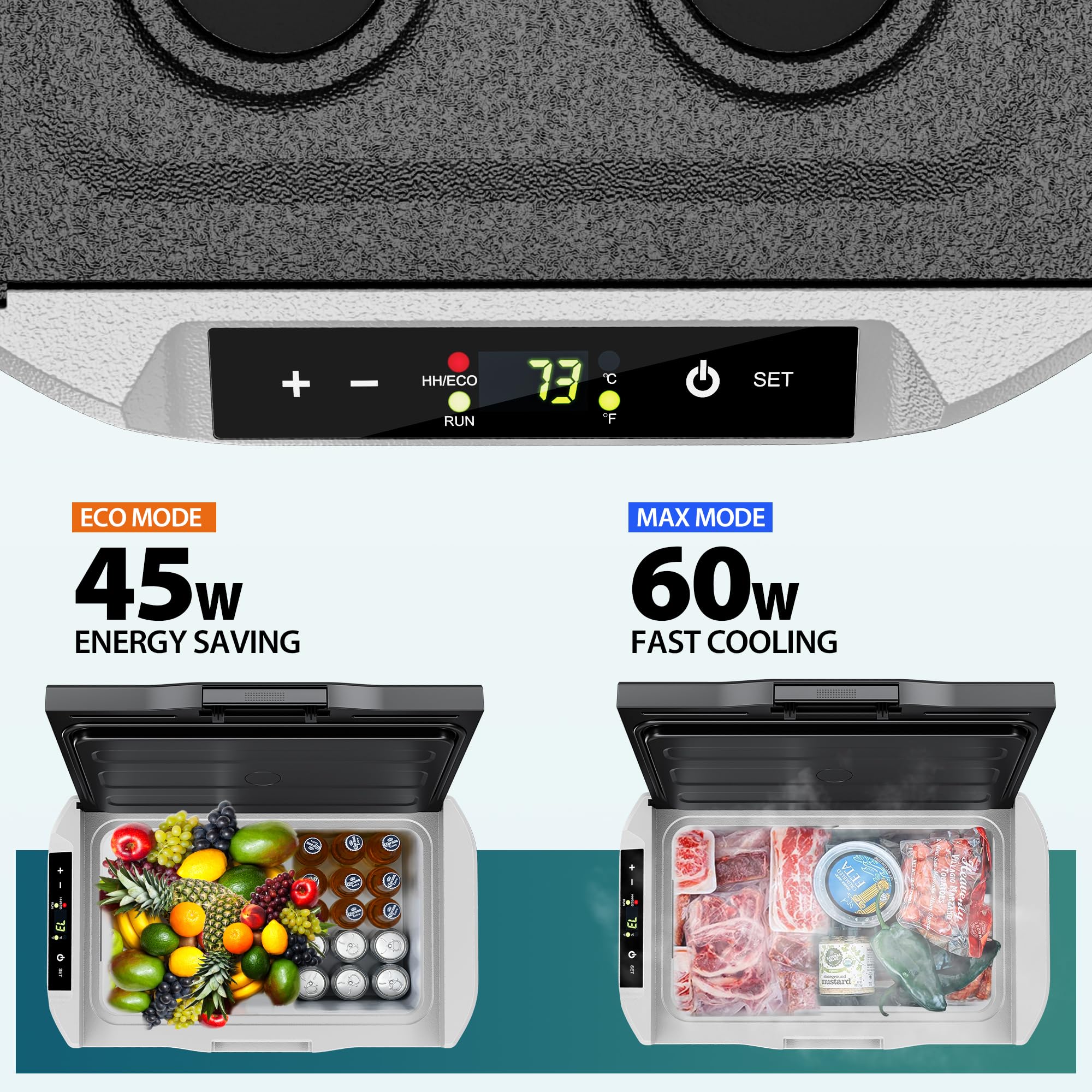 EUHOMY 18L Car Fridge, Compressor Fridge -20℃~20℃, Portable Refrigerator 12/24V DC 100-240V AC, Portable Freeze with APP Control for Camping, Travel, Boat