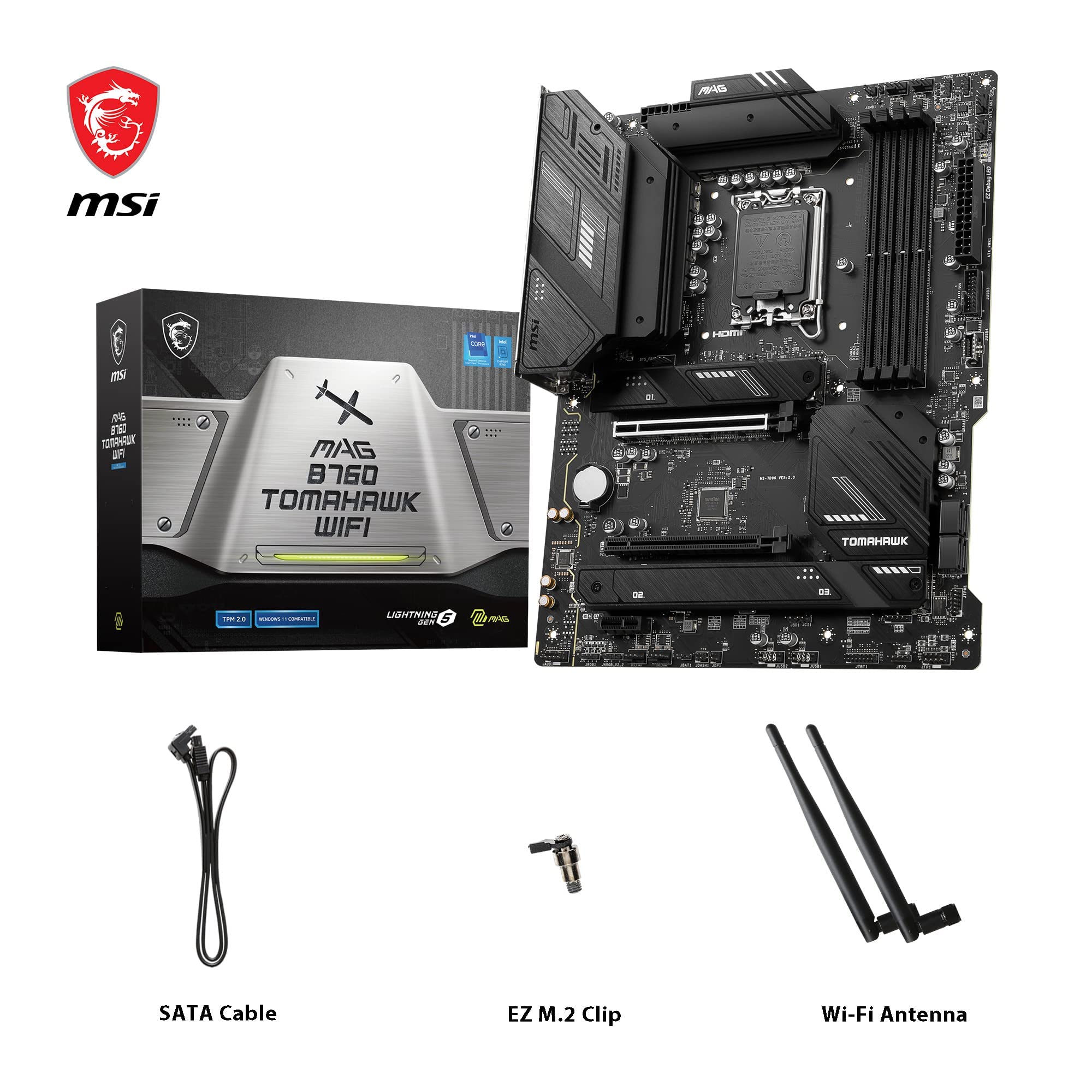 MSI B760 GAMING PLUS WIFI DDR4 Motherboard, ATX - Supports Intel 14th, 13th & 12th Gen Core Processors, LGA 1700 - DDR4 Memory Boost 5333+MHz/OC, 1x PCIe 4.0 x16, 2 x M.2 Gen4, 2.5G LAN, Wi-Fi 6E