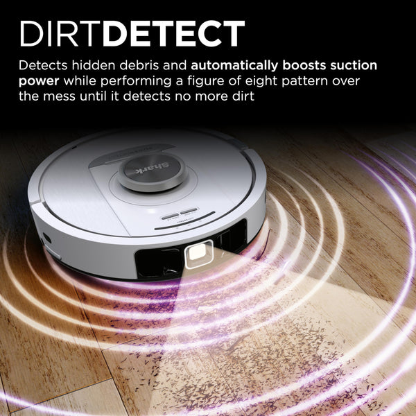 Shark PowerDetect Robot Vacuum with 60-Day Self-emptying Base - Anti-odour - For Carpets, Hard Floors and Pet Hair - 3D LiDAR Navigation - Wi-Fi / App - Odour Cartridge and 2 Brushes Incl. - Black