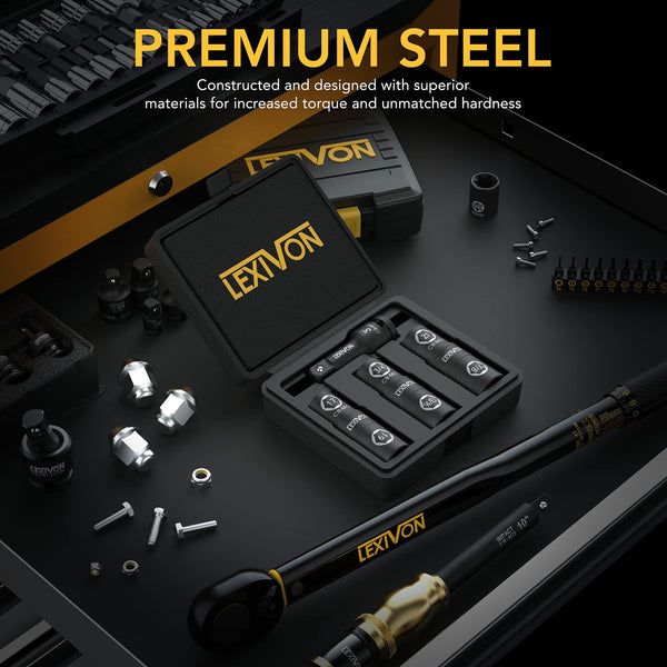 LEXIVON Master HEX Bit Socket Set, Premium S2 Alloy Steel | Complete 32-Piece, SAE and Metric Set | Enhanced Storage Case (LX-144)