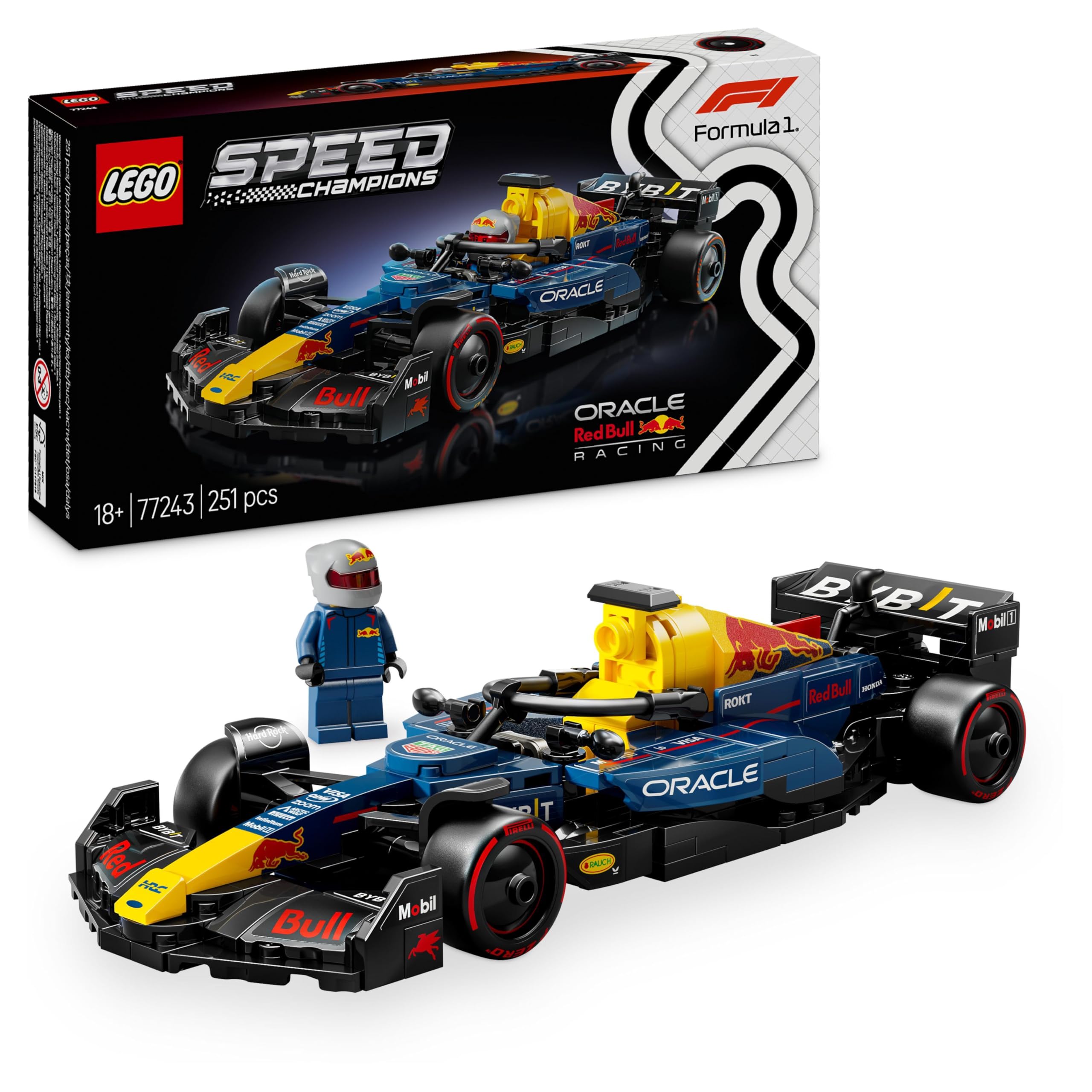 LEGO Speed Champions Oracle Red Bull Racing RB20 F1 Race Car Model with a Collectible Formula 1 Driver Minifigure - Display Set for Adult Motorsport & Racing Fans 77243