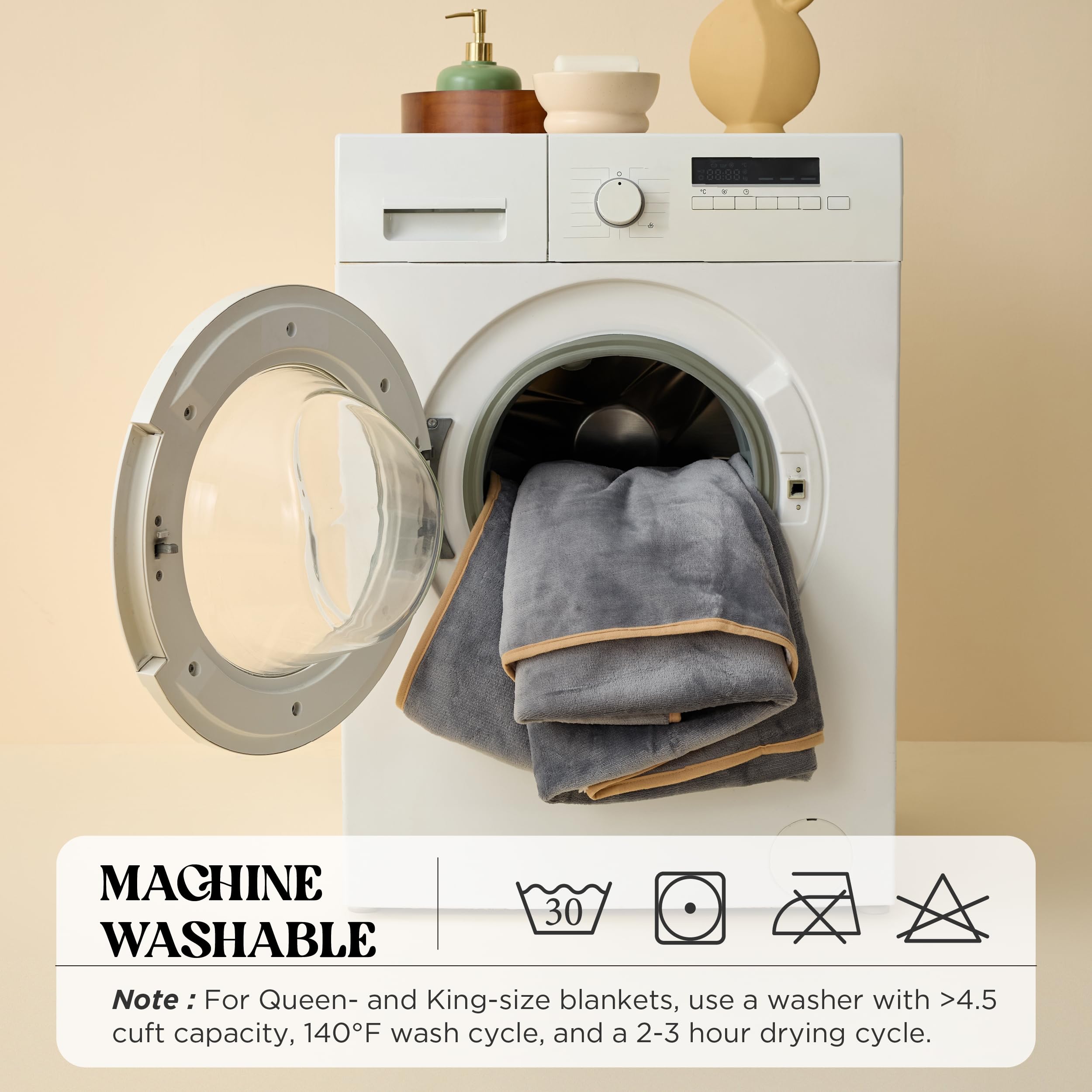 Lesure Waterproof Fleece Blanket Washable - 152x203cm Ultra Soft Grey Dog Blanket Over Sofa Bed Garden, Twin/Double Throw with Soft Plush, Fit All Season