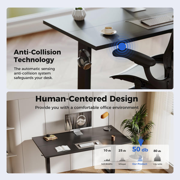 Agilestic L-Shaped Electric Standing Desk, 140cm Height Adjustable Sit-Stand Desk for Home Office, Ergonomic Computer Desk with Spliced Board, White