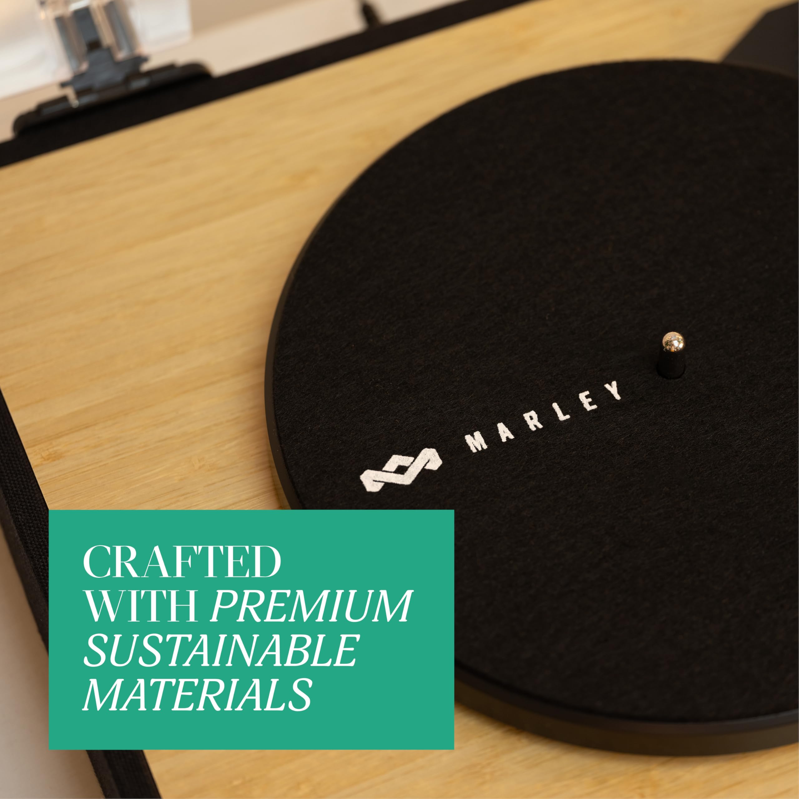 House of Marley Revolution Wireless Turntable - Bluetooth Record Player, 3-Speed Sustainably Made Vinyl Player, Easy Set Up Home Turntables for Vinyl Records with Dust Cover, Audio-Technica Cartridge