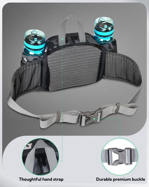 Waterfly Hiking Waist Pack Bum Bag Waist Bag with Bottle Holder Running Bag for Camping Climbing Travel Cycling and Dog Walking