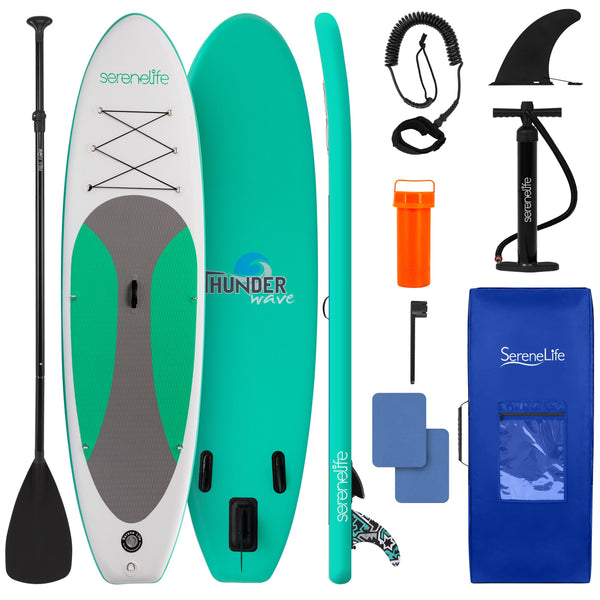 SereneLife Inflatable Stand Up Paddle Board, SUP Board- Paddleboards for Adults & Youth, Surfing Board Kit, 0.63cm Thick Standup Paddleboarding, Non-Slip Deck, Wide Stance, Surf Control w/Backpack