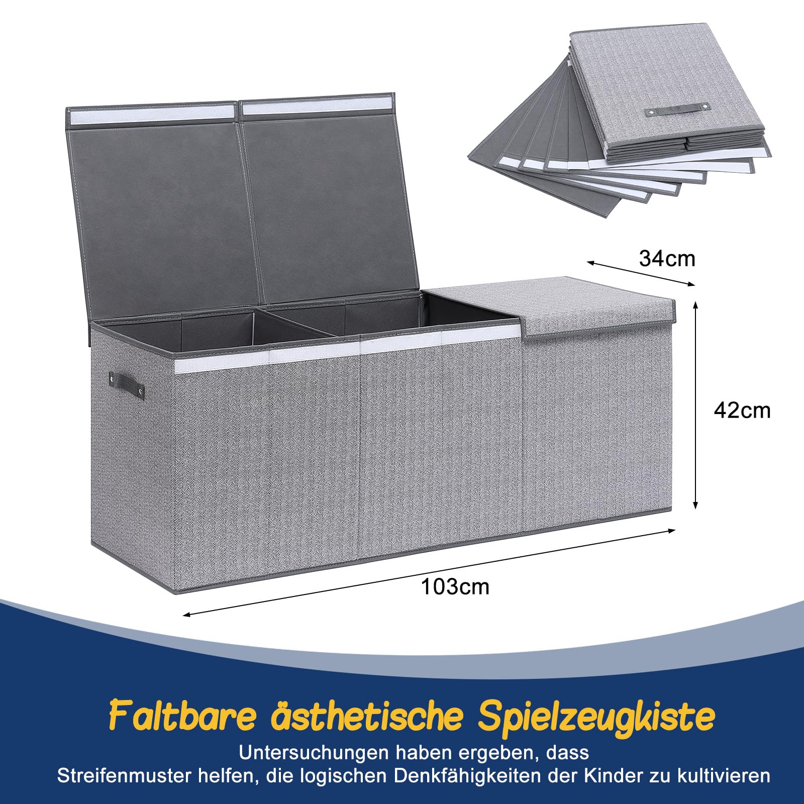 ELUCHANG Toy Storage Box, 147L Large Foldable Kids Toy Chests & Boxes for Boys Girls,Toy Storage Organiser with Flip-top Lid, Childrens Storage Box