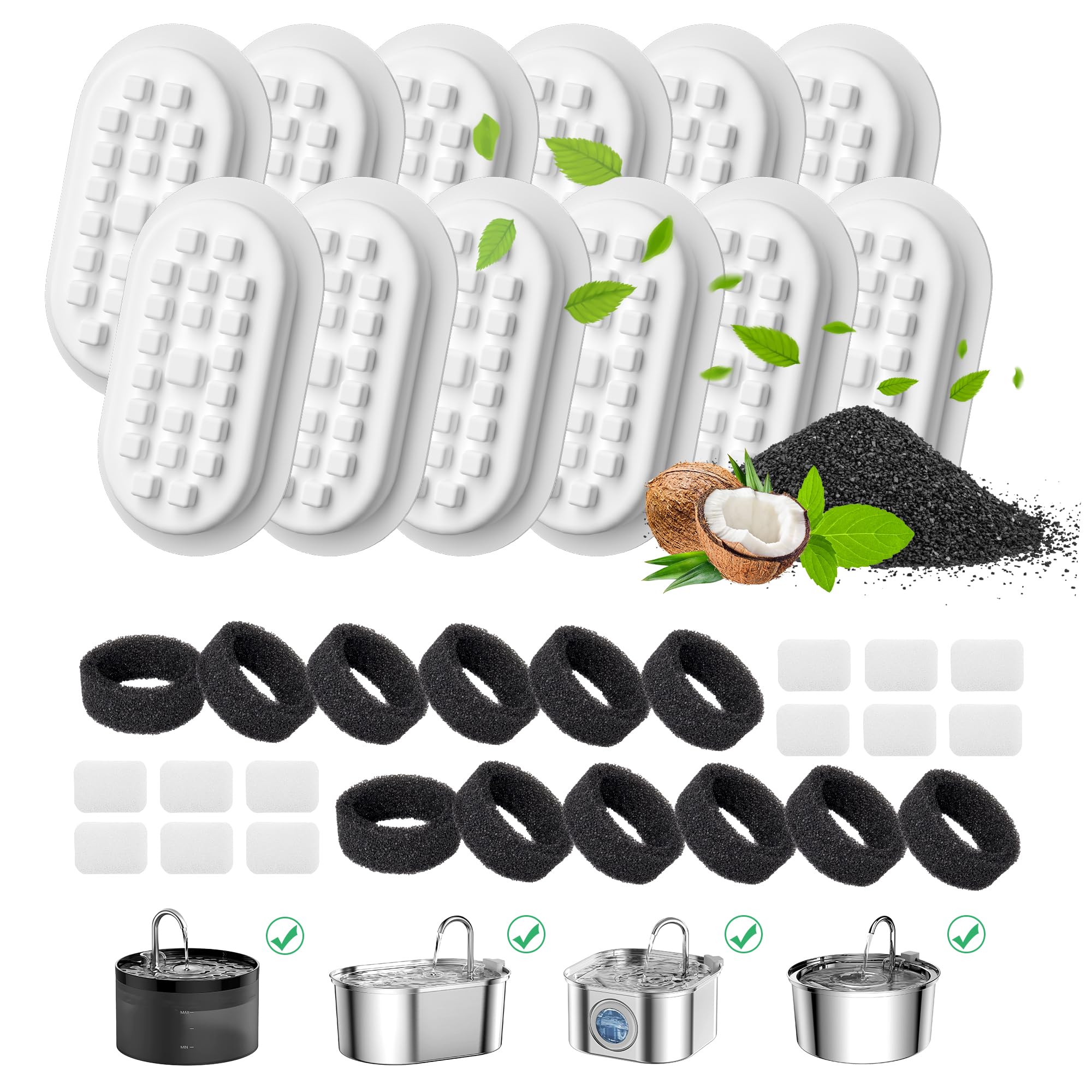 DOOOB Cat Water Fountain for Drinking, 3.2L Pet Water Fountain, Ultra Silent Stainless Steel Automatic Cat Fountain for Cats, Dogs and Other Pets